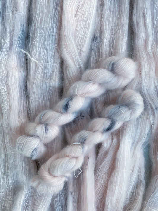 Pink Dalmatian on Kid Mohair